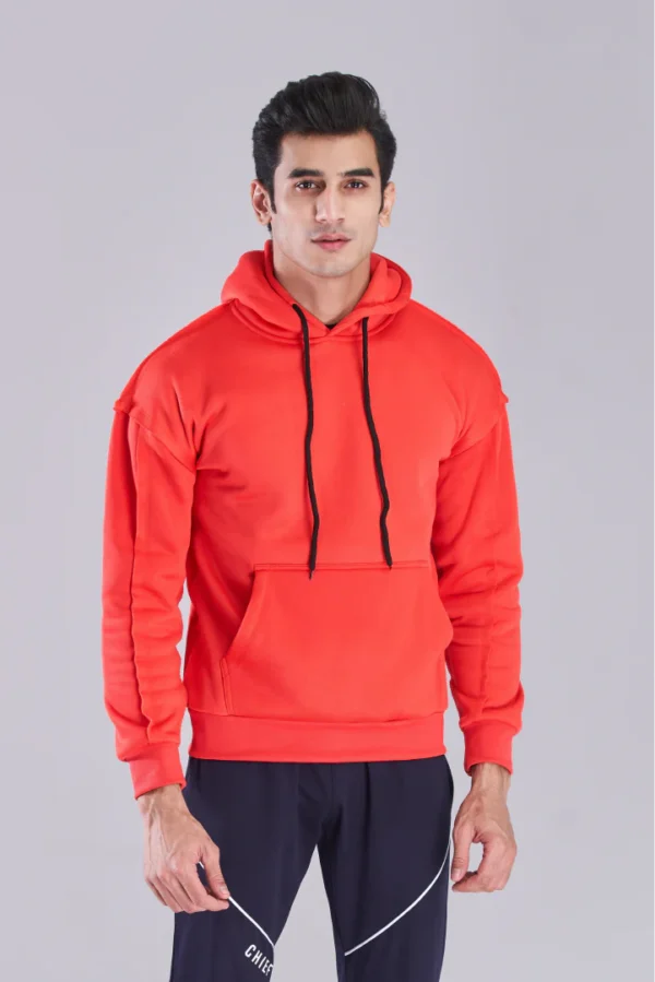 Full Sleeves Plain Hoodie for Men’s - Red | Premium Quality, Comfortable Fit