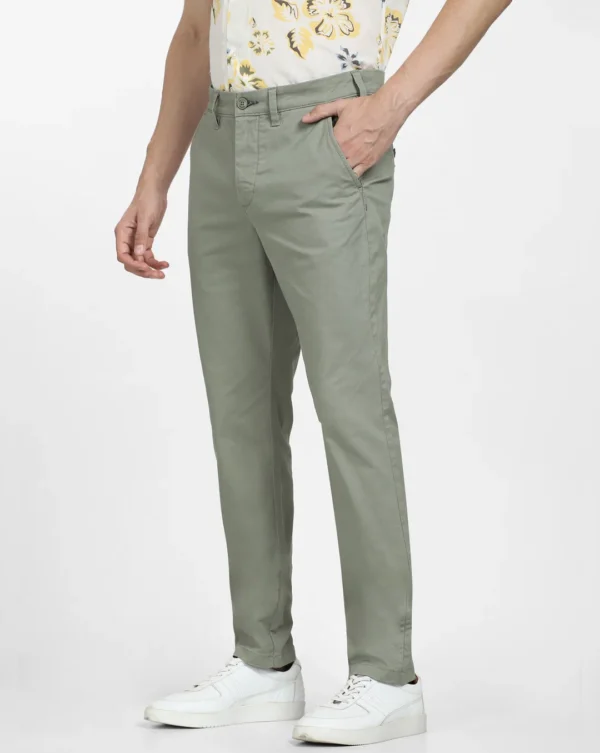 Men's Formal Regular Fit Cotton Blend Olive Green Trouser